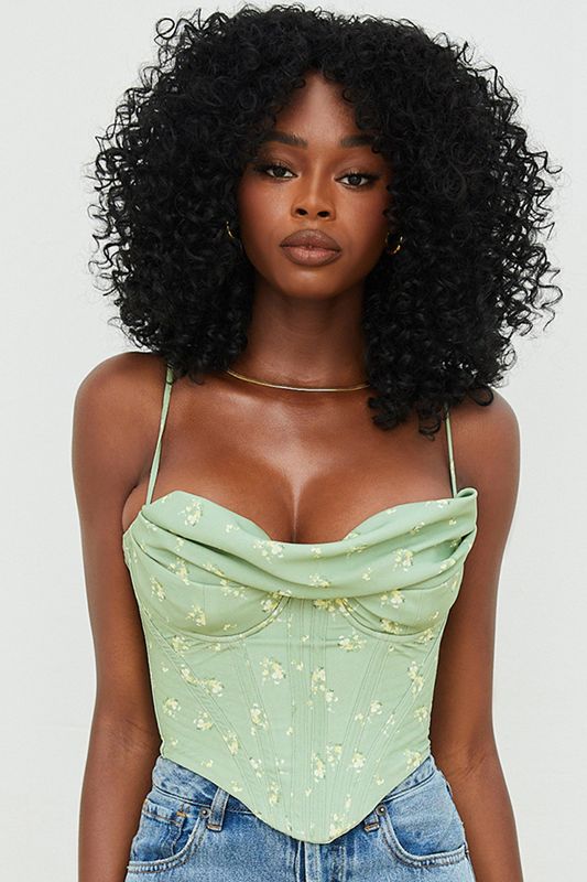 Bodysuit House Of Cb Floral Draped Verde Oliva | NPH-826903