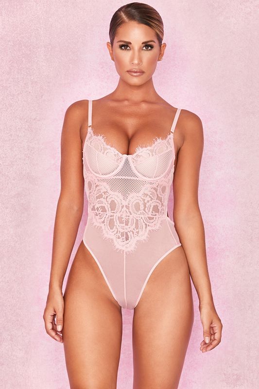 Bodysuit House Of Cb Pink Encaje Rosas | UTG-418532