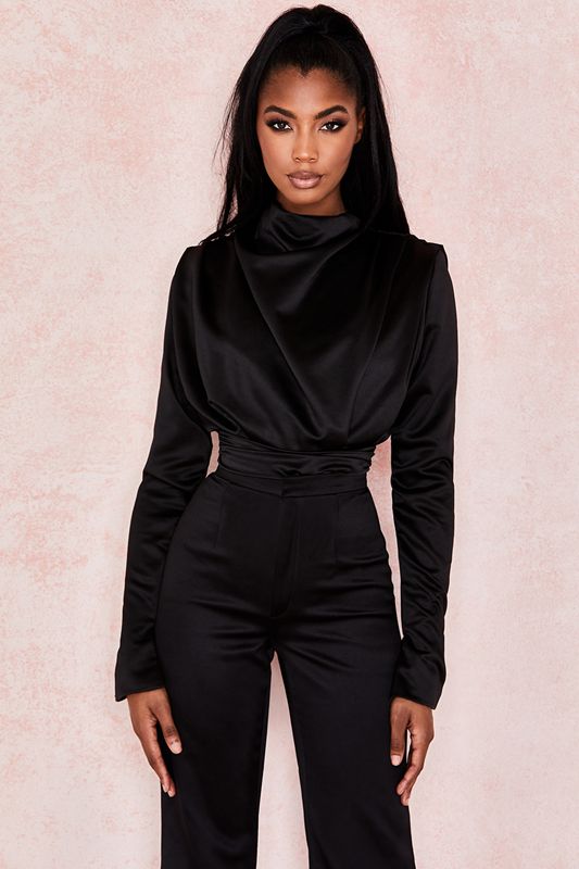 Bodysuit House Of Cb Satin Blouse Negras | OKG-417360