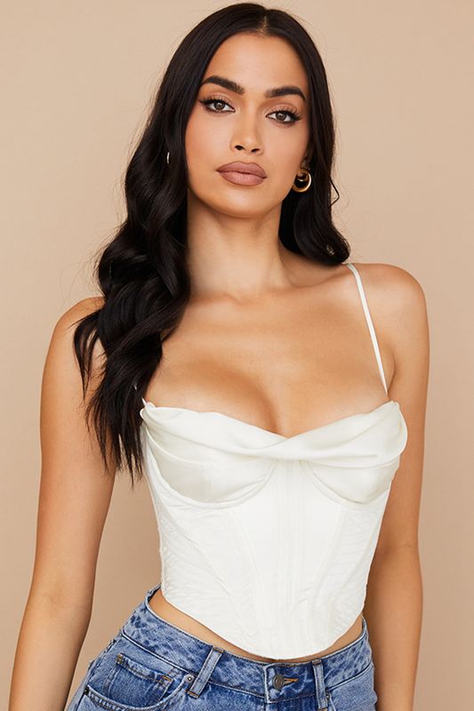 Bodysuit House Of Cb Satin Draped Blancas | JOR-480671