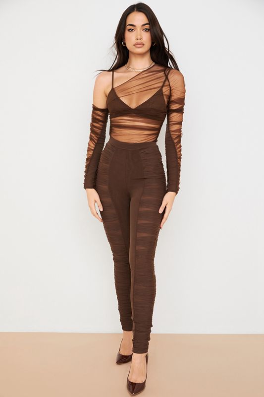 Pantalones House Of Cb Layered Meshs Chocolate | JXK-490258