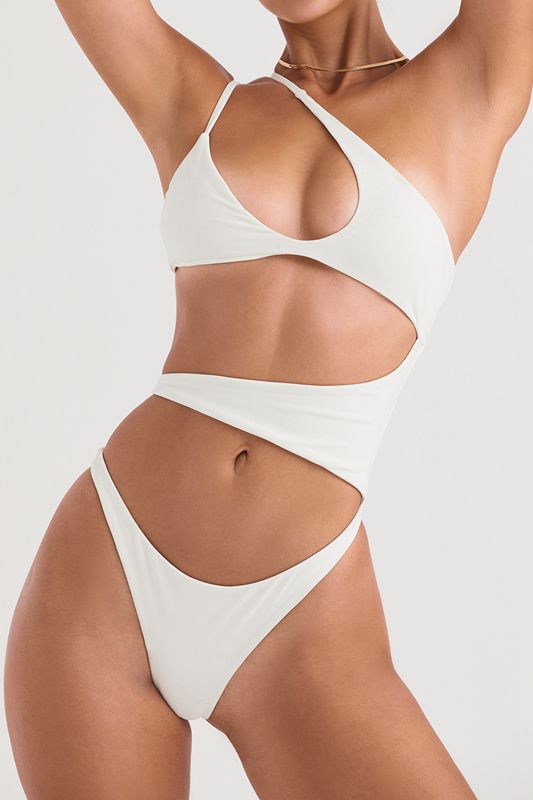 Swimsuit House Of Cb Asymmetric Cutout Blancas | MXZ-526041