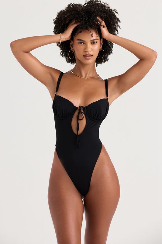 Swimsuit House Of Cb Cutout Negras | KCO-734029