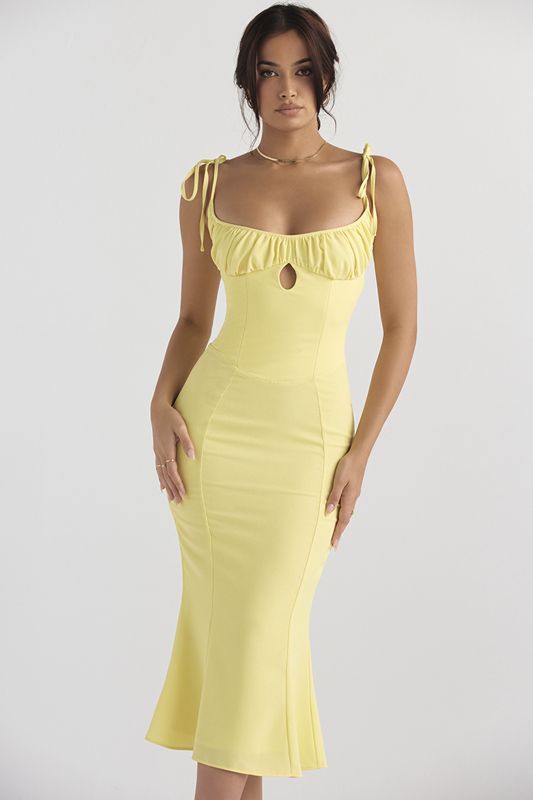 Vestido A Media Pierna House Of Cb Cutout Amarillo | BYU-056237