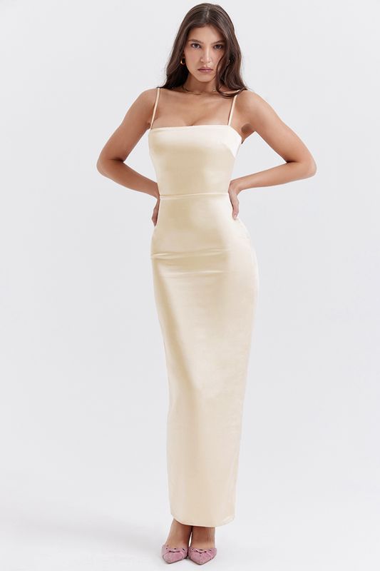 Vestido House Of Cb Cream Maxi Beige | ATP-684721