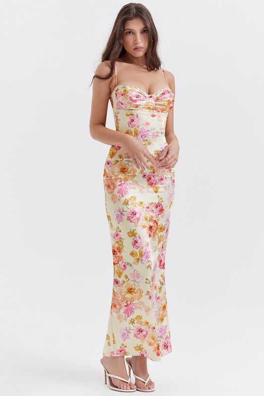 Vestido House Of Cb Floral Maxi Blancas | QHI-608594