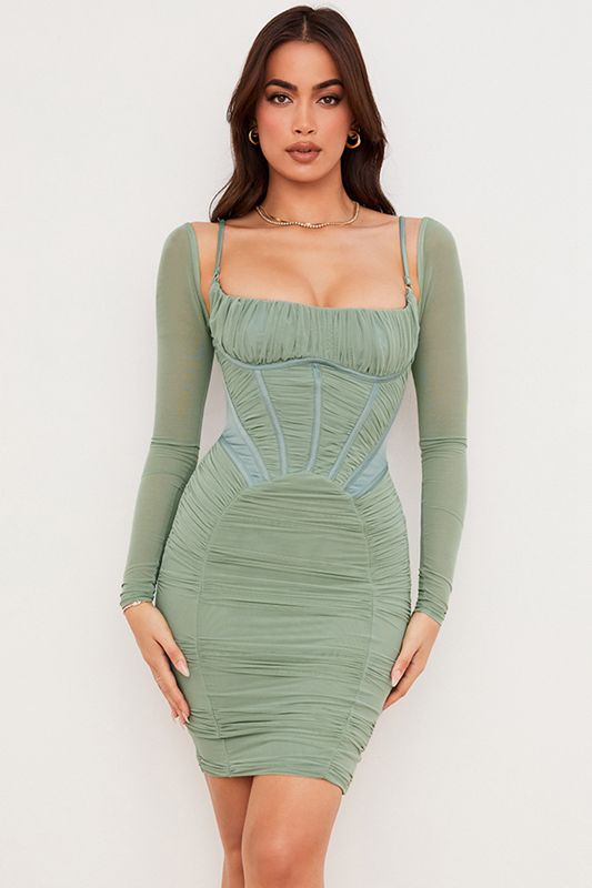 Vestido House Of Cb Gathered Verde | DJX-643802