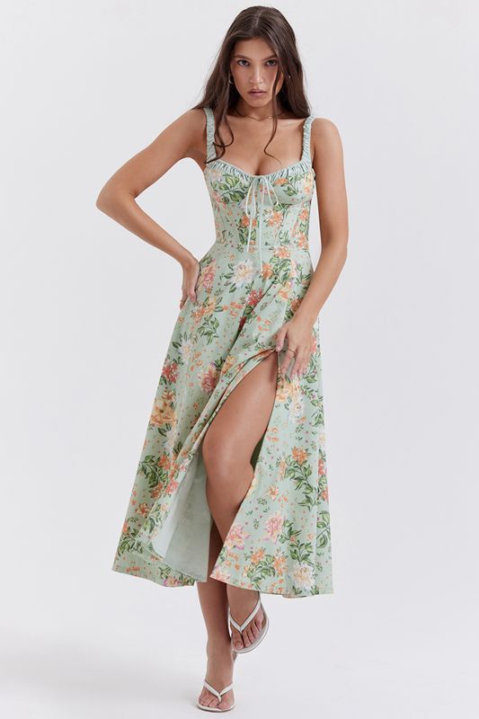 Vestido House Of Cb Jade Print Bustier Verde | EBJ-650749