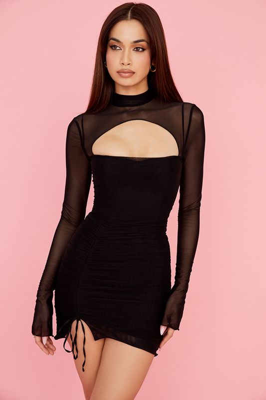 Vestido House Of Cb Mesh Cutout Mini Negras | PIY-904528