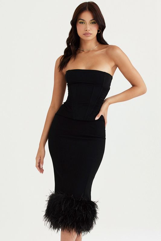 Vestido House Of Cb Strapless Negras | JHX-379208