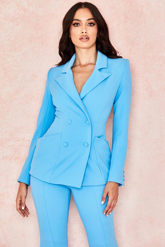 Blazer House Of Cb Double Breasted Tailored Azules | PMO-574390