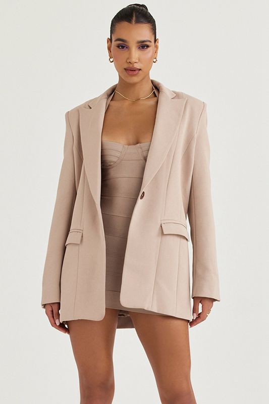 Blazer House Of Cb Oversized Beige | XDM-265849