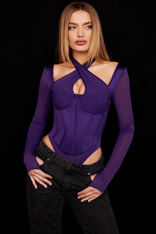 Bodysuit House Of Cb Halterneck Moradas | HOM-420389