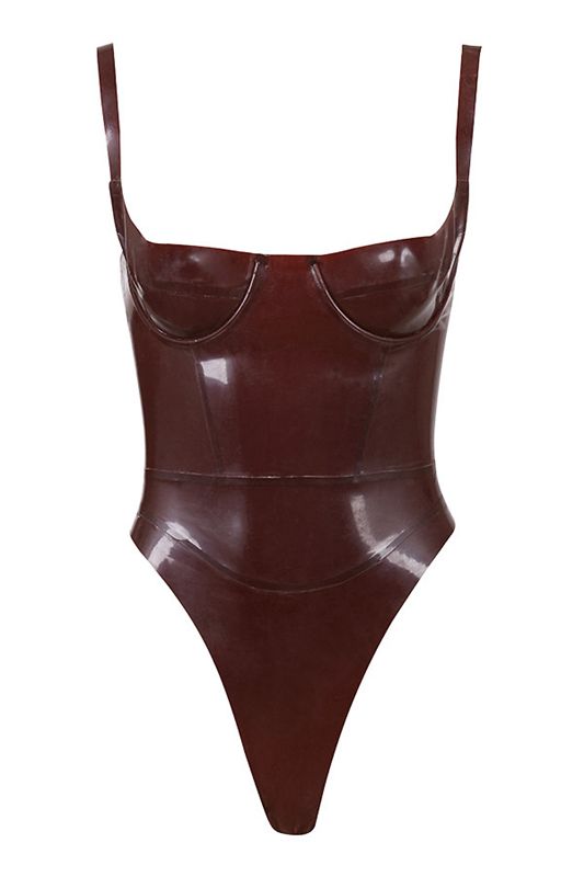 Bodysuit House Of Cb Latex Bustier Chocolate | QSR-014937