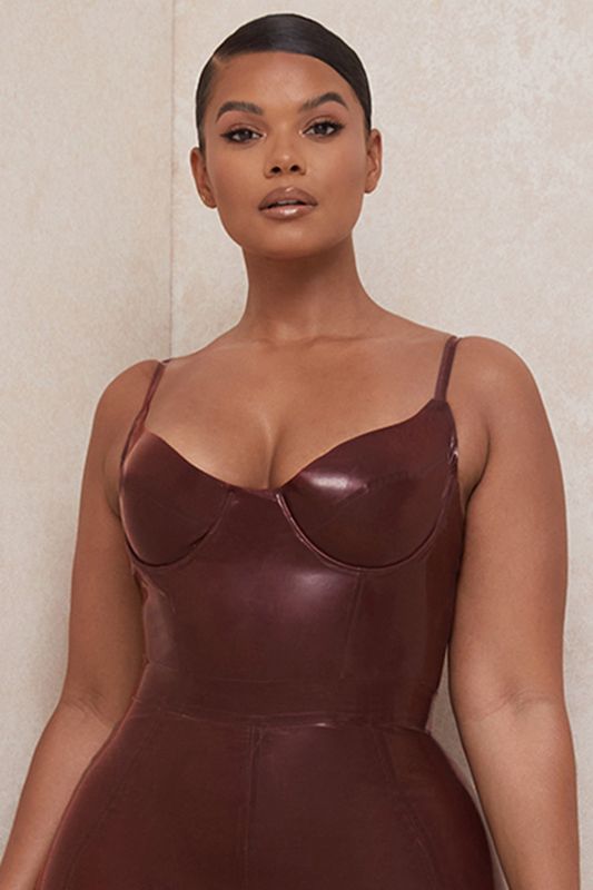 Bodysuit House Of Cb Latex Bustier Chocolate | QSR-014937