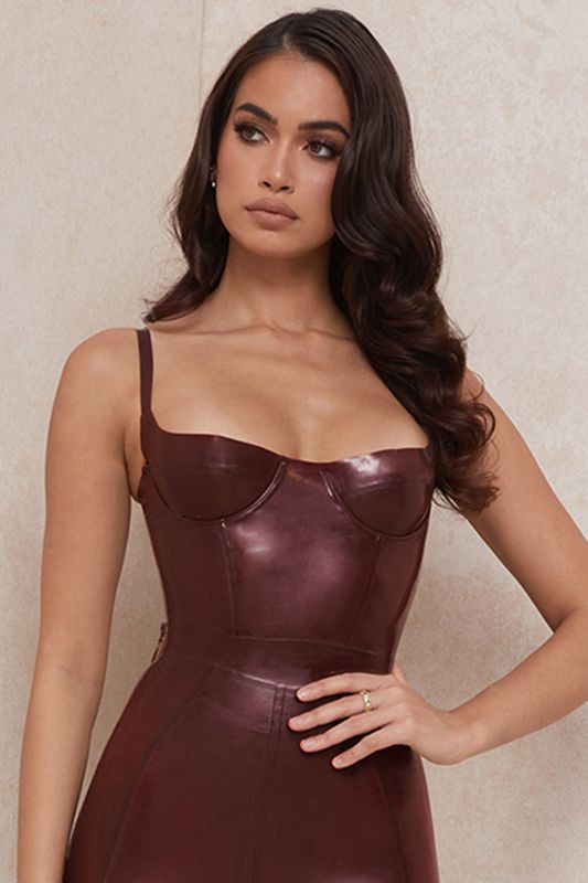 Bodysuit House Of Cb Latex Bustier Chocolate | QSR-014937