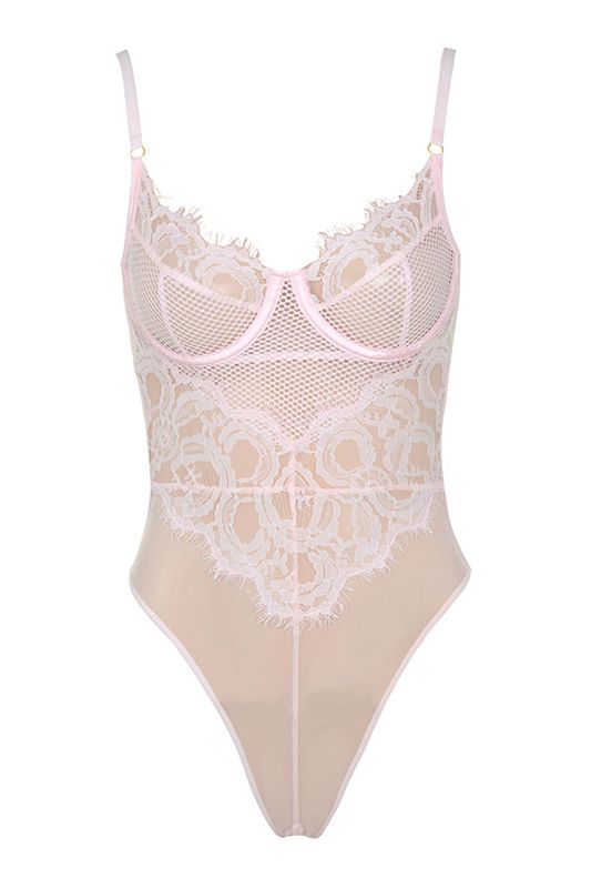 Bodysuit House Of Cb Pink Encaje Rosas | UTG-418532