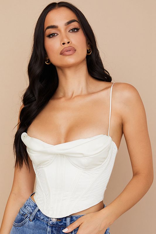 Bodysuit House Of Cb Satin Draped Blancas | JOR-480671