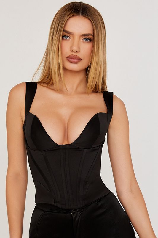 Bodysuit House Of Cb Satin Negras | VMI-079523