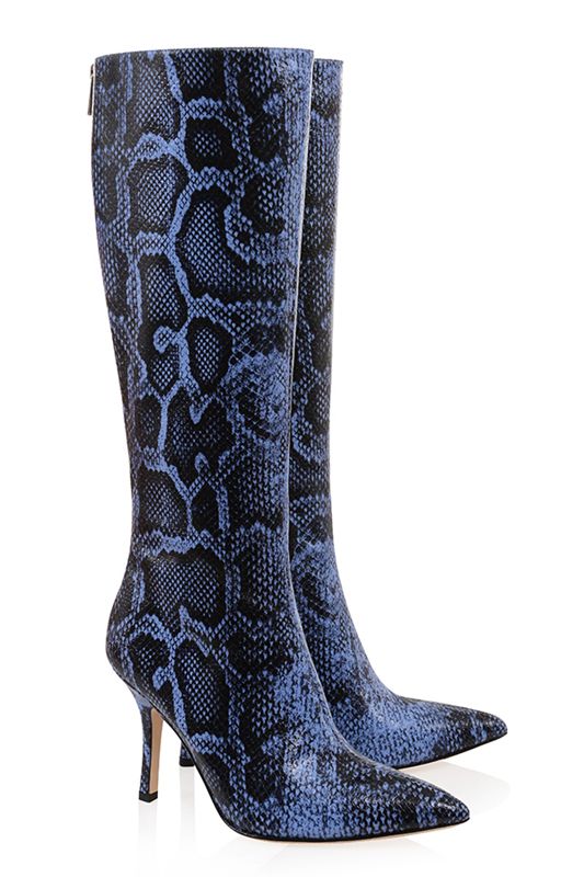 Botas House Of Cb Print Cuero Knee High Azules | YOA-201645