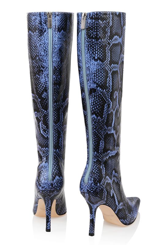 Botas House Of Cb Print Cuero Knee High Azules | YOA-201645