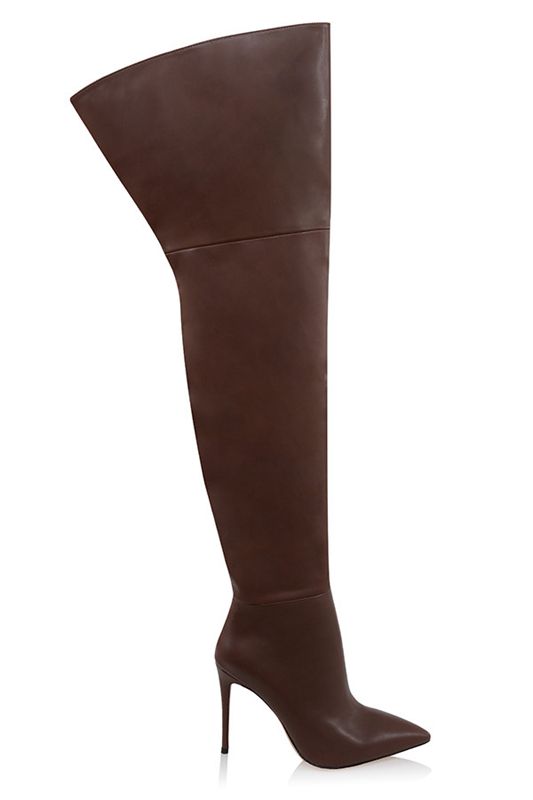 Botas House Of Cb Real Cuero Thigh Chocolate | QHG-309572