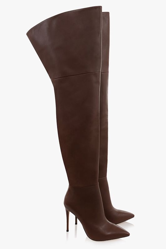 Botas House Of Cb Real Cuero Thigh Chocolate | QHG-309572