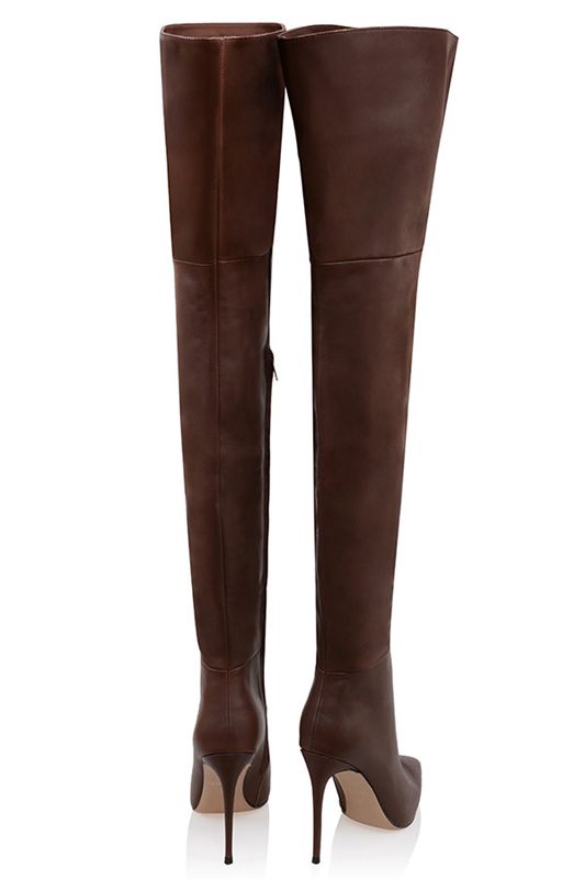 Botas House Of Cb Real Cuero Thigh Chocolate | QHG-309572