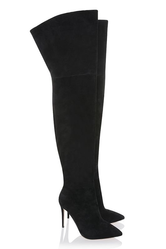 Botas House Of Cb Real Gamuza Thigh Negras | YUQ-149370