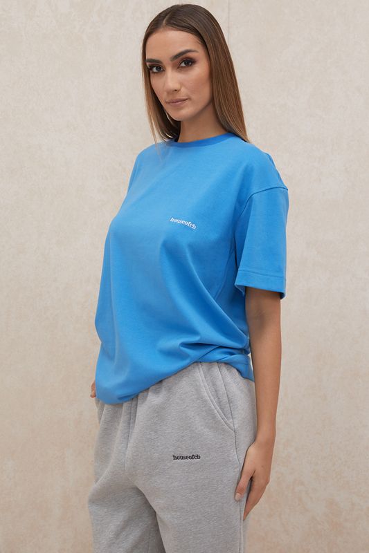 Camiseta House Of Cb Oversized Algodon Jersey Azules | OFJ-150297