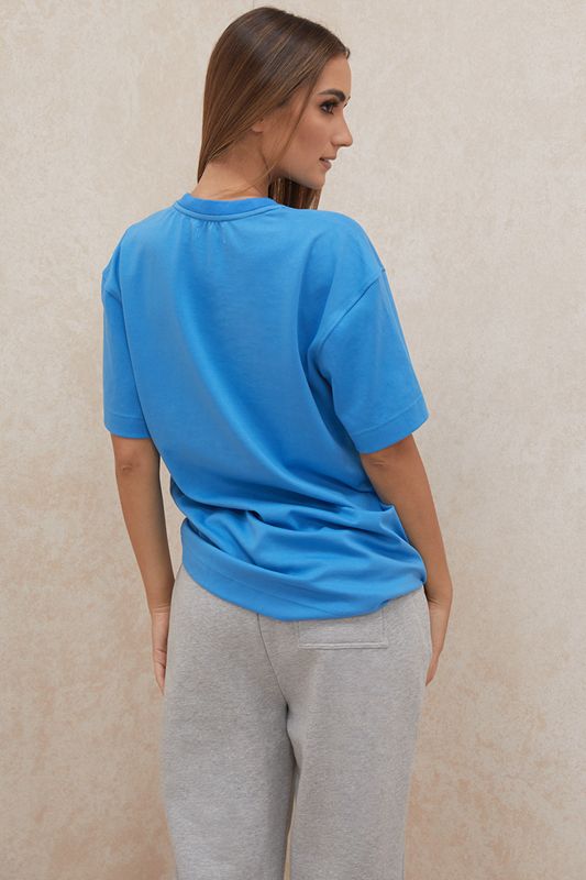 Camiseta House Of Cb Oversized Algodon Jersey Azules | OFJ-150297