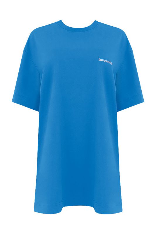 Camiseta House Of Cb Oversized Algodon Jersey Azules | OFJ-150297