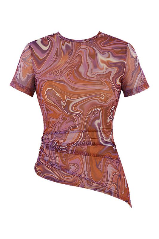 Camiseta House Of Cb Swirl Asymmetric Moradas | KGW-271360