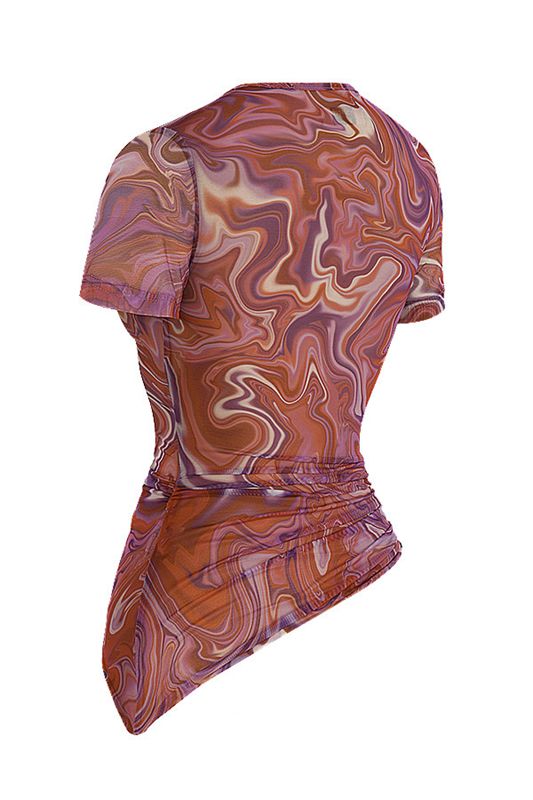 Camiseta House Of Cb Swirl Asymmetric Moradas | KGW-271360