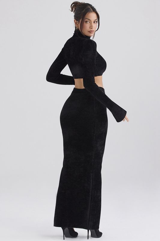 Falda House Of Cb Chenille Maxi Negras | TRM-216930