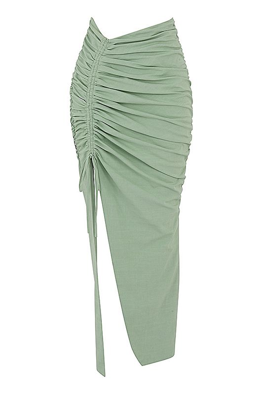 Falda House Of Cb Gathered Drawstring Maxi Verde Oliva | SOU-146395