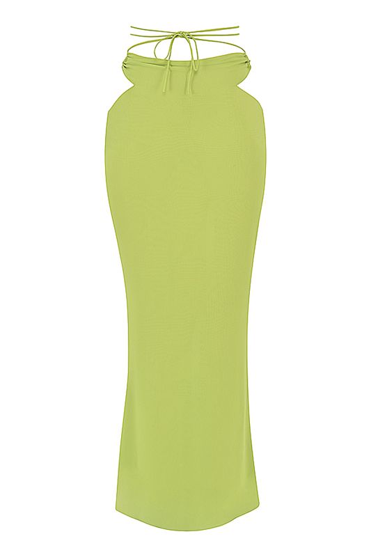 Falda House Of Cb Green Georgette Maxi Verde Claro | XEU-435086