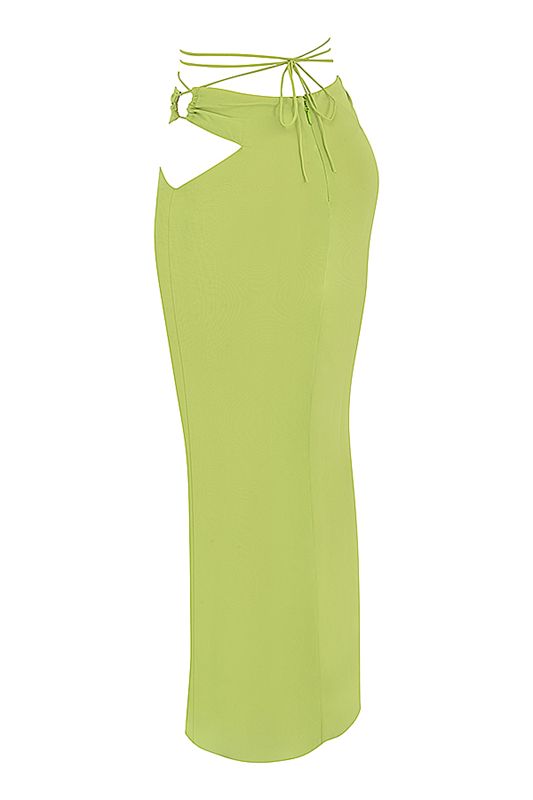 Falda House Of Cb Green Georgette Maxi Verde Claro | XEU-435086