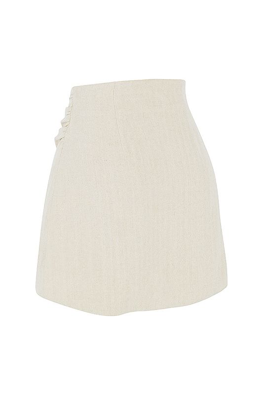 Falda House Of Cb Linen Gathered Cintura Mini Beige | NSX-429175