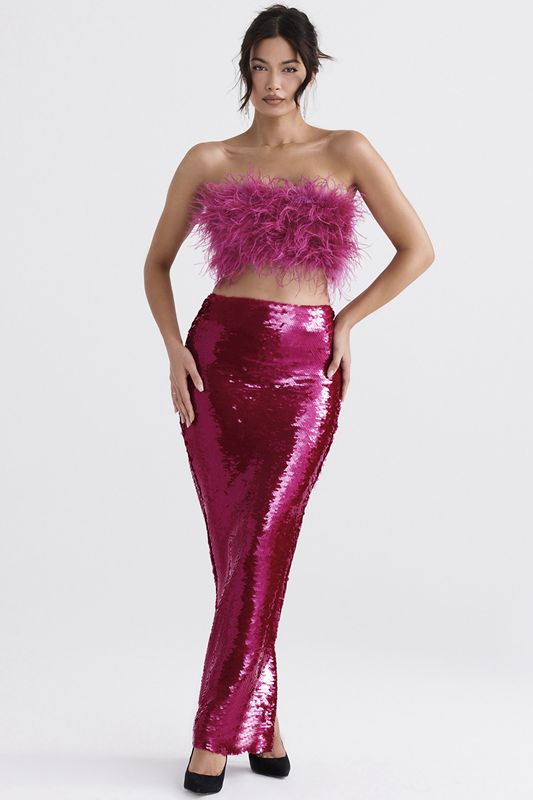 Falda House Of Cb Pint Sequin Maxi Fucsia | XBQ-496753