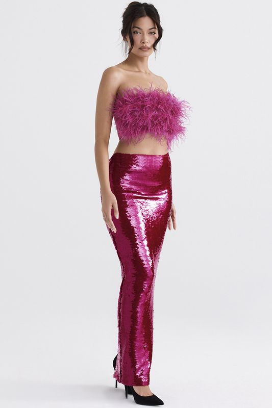 Falda House Of Cb Pint Sequin Maxi Fucsia | XBQ-496753