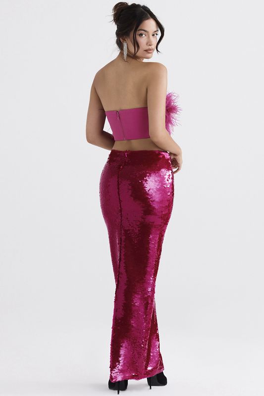 Falda House Of Cb Pint Sequin Maxi Fucsia | XBQ-496753