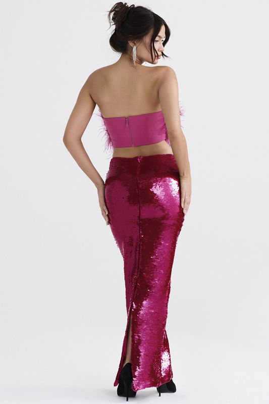 Falda House Of Cb Pint Sequin Maxi Fucsia | XBQ-496753