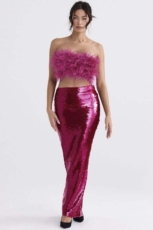 Falda House Of Cb Pint Sequin Maxi Fucsia | XBQ-496753