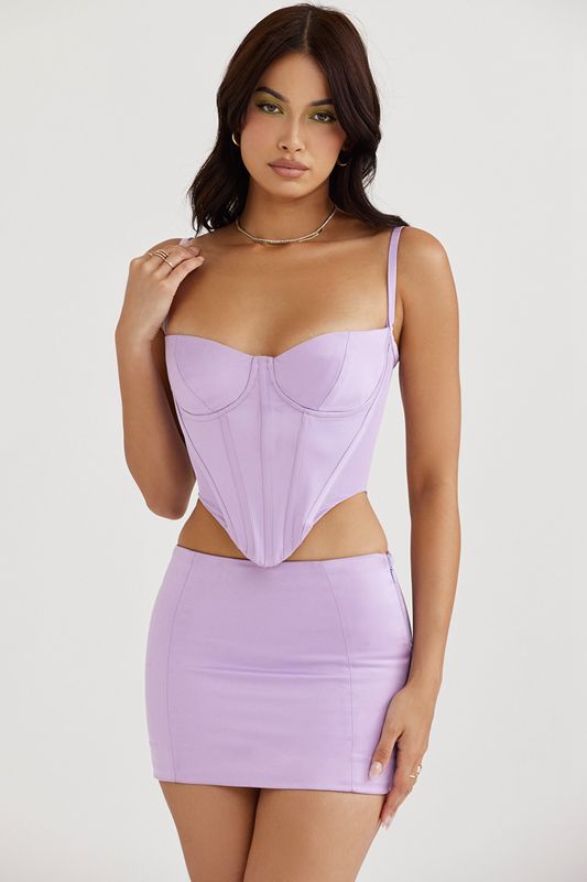 Falda House Of Cb Satin Mini Moradas | GEU-327589