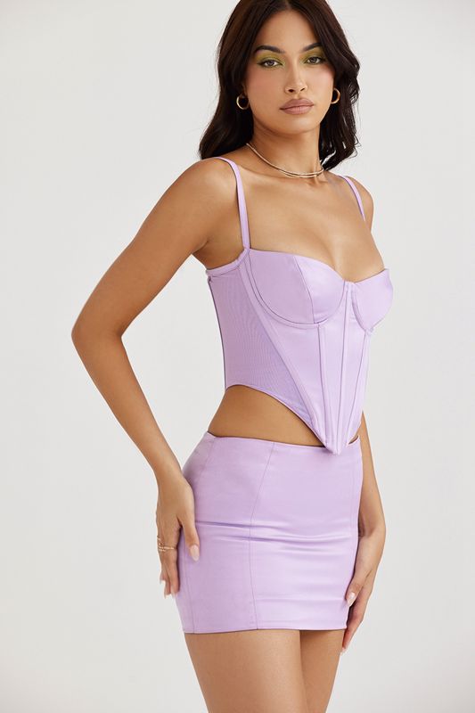 Falda House Of Cb Satin Mini Moradas | GEU-327589