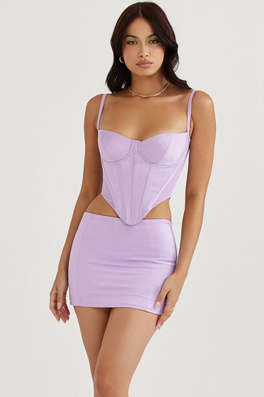 Falda House Of Cb Satin Mini Moradas | GEU-327589