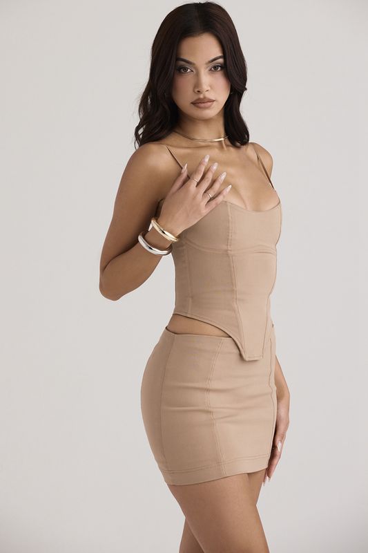 Falda House Of Cb Sculpting Mini Beige | LIN-569701