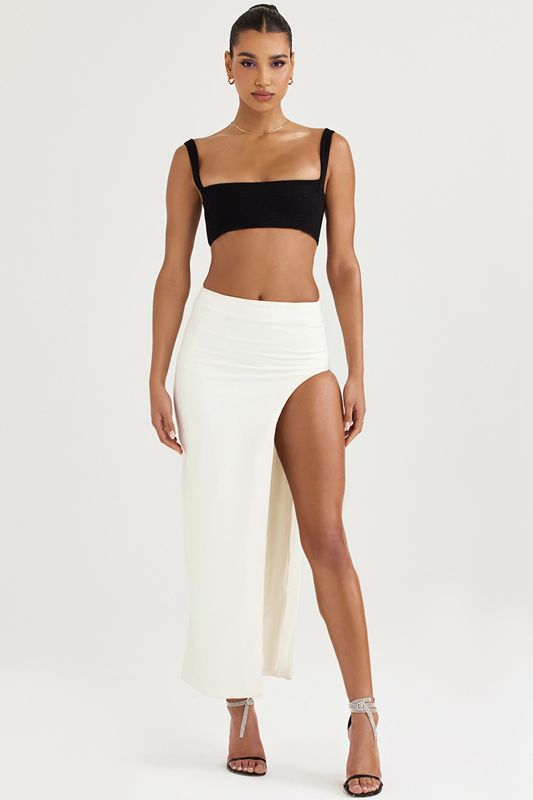 Falda House Of Cb Thigh Split Midi Blancas | EFB-206798