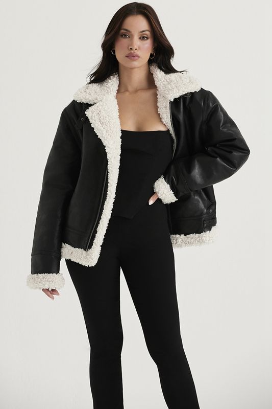 Jacket House Of Cb Vegan Shearling Aviator Negras | RSE-391650